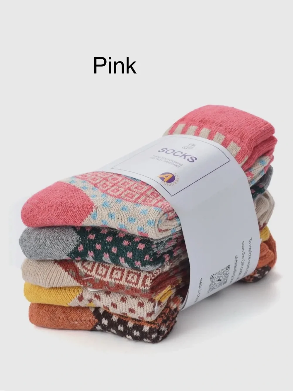 Rufia - 5 Pairs Bohemian Wool-Blend Socks Set